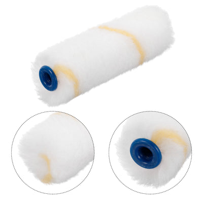 Harfington Uxcell 3Pcs Paint Roller Kit, 2Pcs 4" Microfiber Roller Covers and 14" Frame, Blue