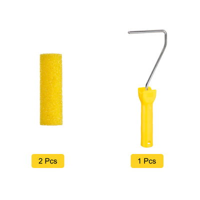 Harfington Uxcell 3Pcs Paint Roller Kit, 2Pcs 4" Sponge Roller Covers and 10" Length Roller Frame
