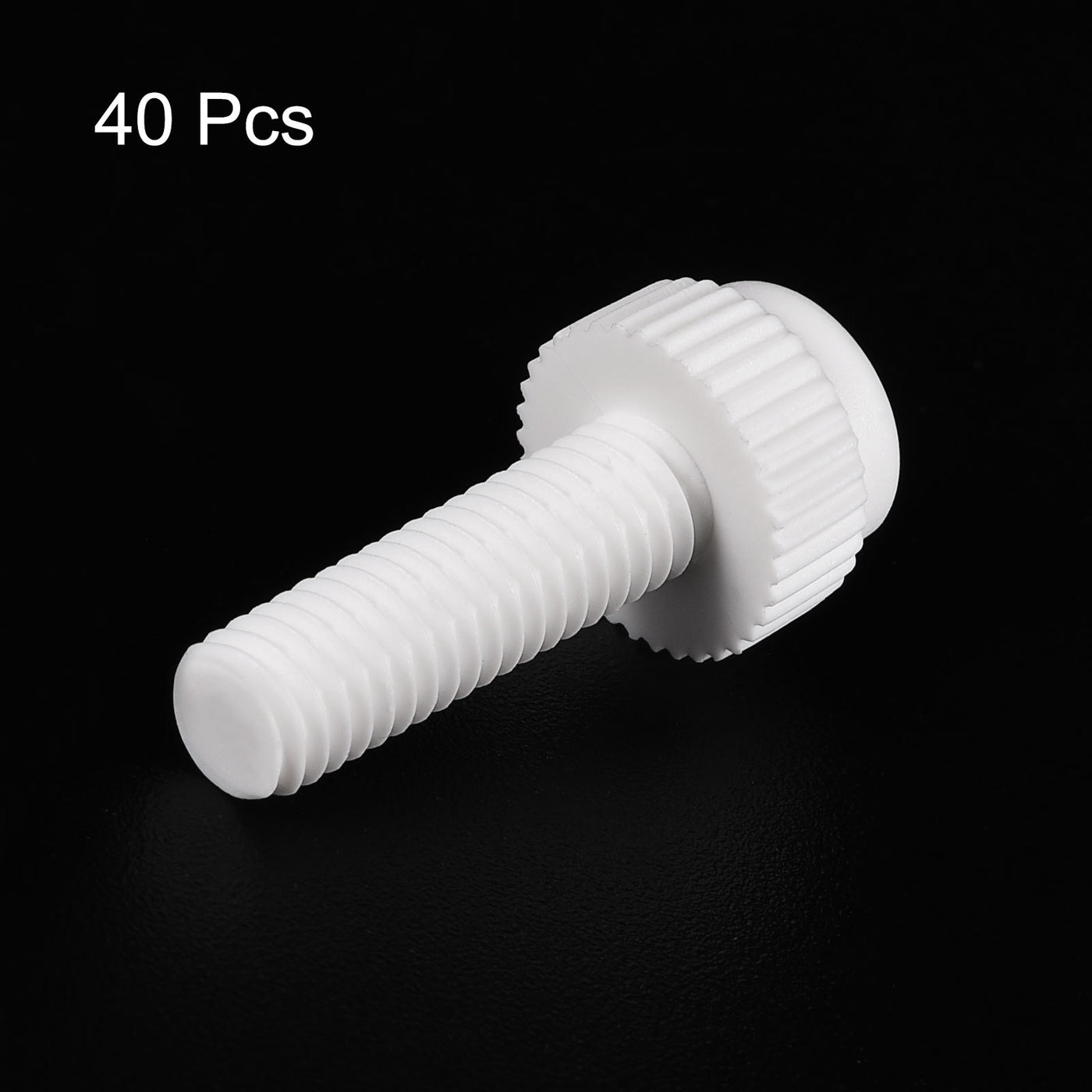 uxcell Uxcell Plastic Machine Screws, M6x20mm PP Slotted Knurled Fasteners Bolts for Electronics, Communications, White, 40Pcs