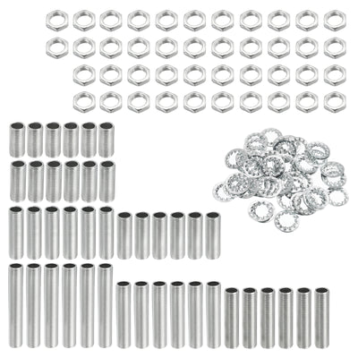Harfington Lamp Pipe Kit with Lock Nuts Teeth Washers 1/8IP Thread Fasteners Assortment for Chandelier Ceiling Light Repair Assembly DIY Hardware, Pack of 126
