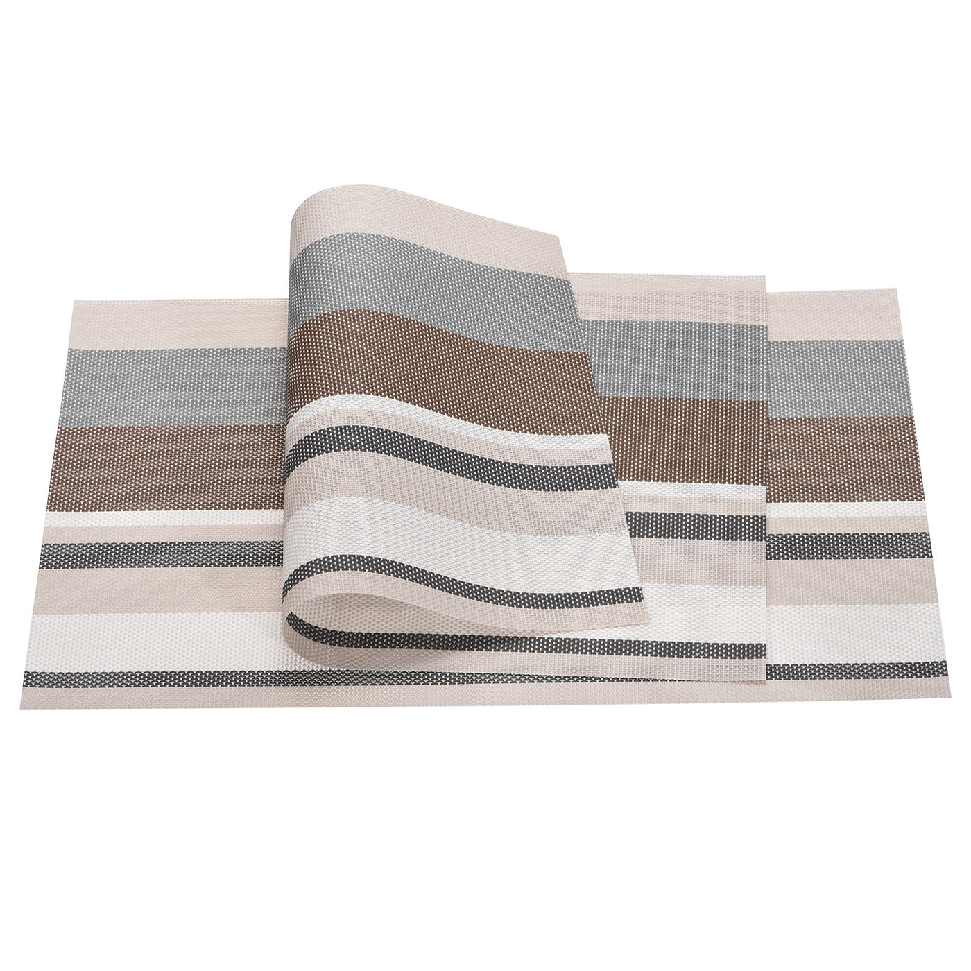 uxcell Uxcell Place Mats 450x300mm 6pcs PVC Table Washable Woven Placemat, Stripe Beige