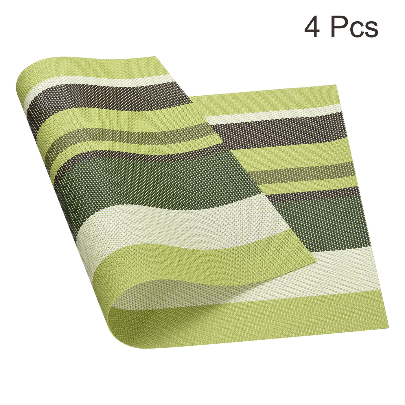 uxcell Uxcell Place Mats 450x300mm 4pcs PVC Table Washable Woven Placemat, Stripe Green