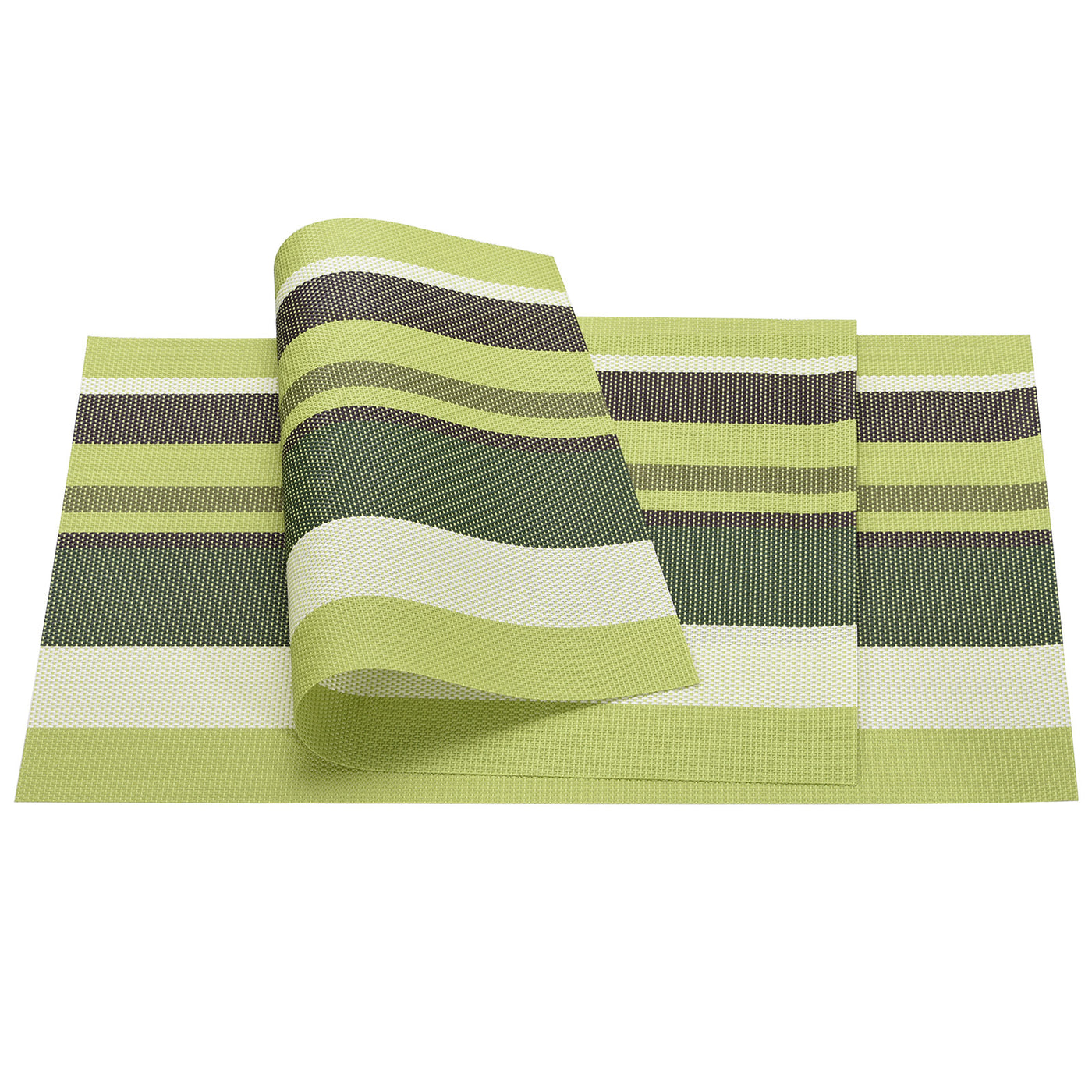 uxcell Uxcell Place Mats 450x300mm 8pcs PVC Table Washable Woven Placemat, Stripe Green