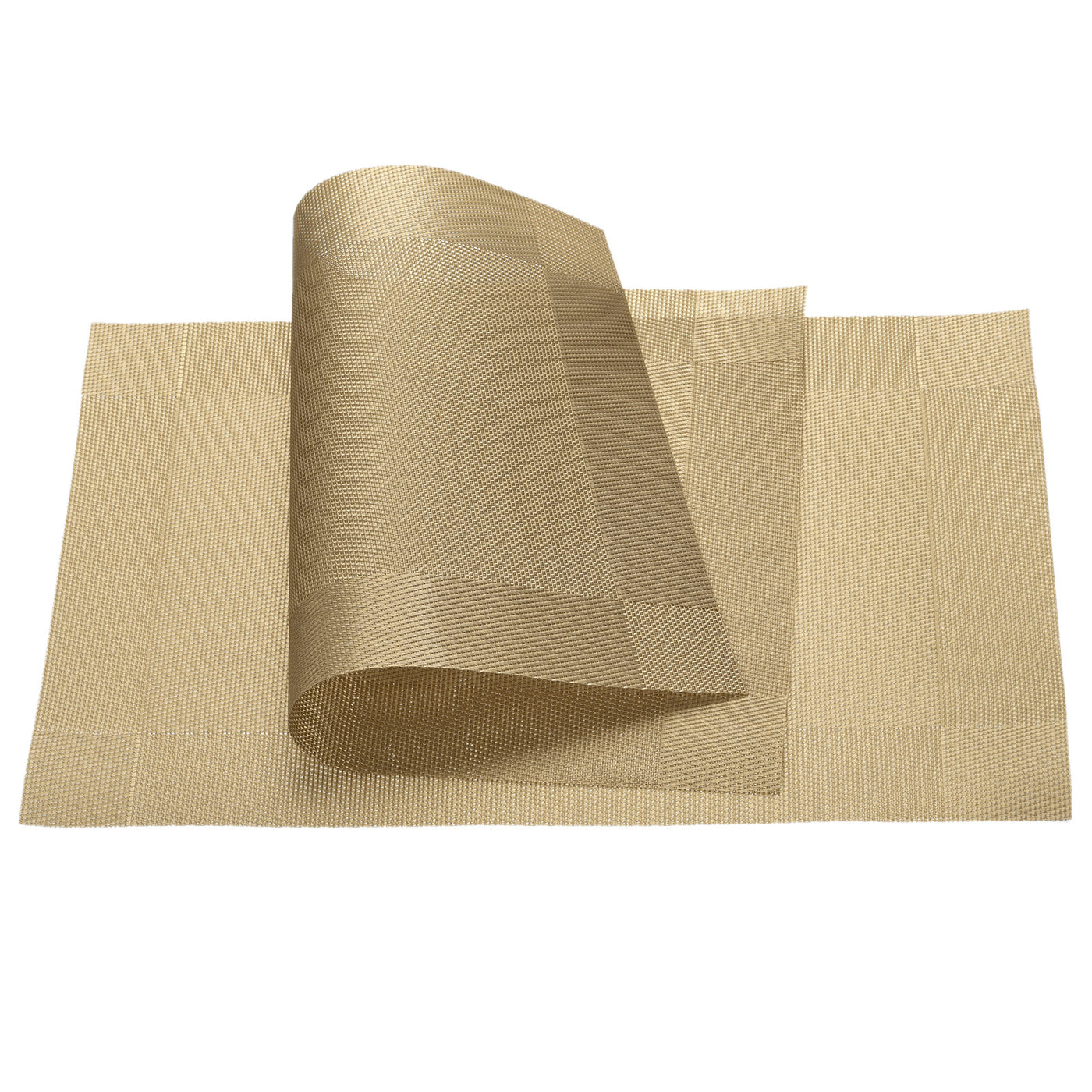 uxcell Uxcell Place Mats 450x300mm 6pcs PVC Table Washable Woven Placemat, Gold Tone