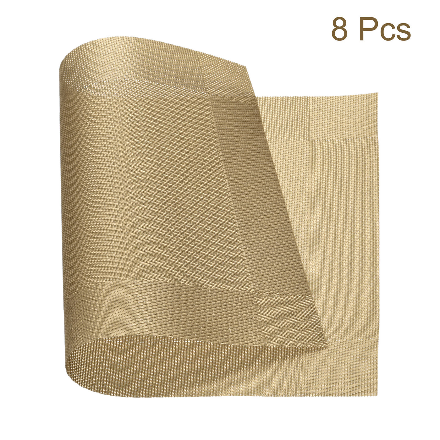 uxcell Uxcell Place Mats 450x300mm 8pcs PVC Table Washable Woven Placemat, Gold Tone