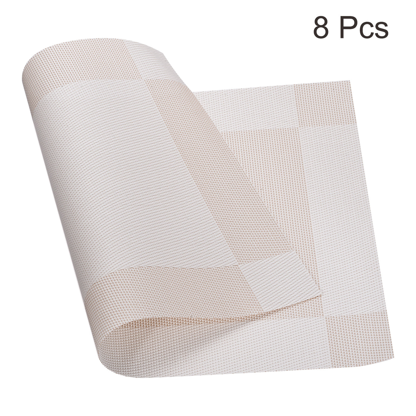 uxcell Uxcell Place Mats 450x300mm 8pcs PVC Table Washable Woven Placemat, Beige