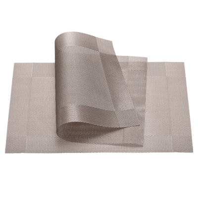 Harfington Uxcell Place Mats 450x300mm 6pcs PVC Table Washable Woven Placemat, Gold Brown