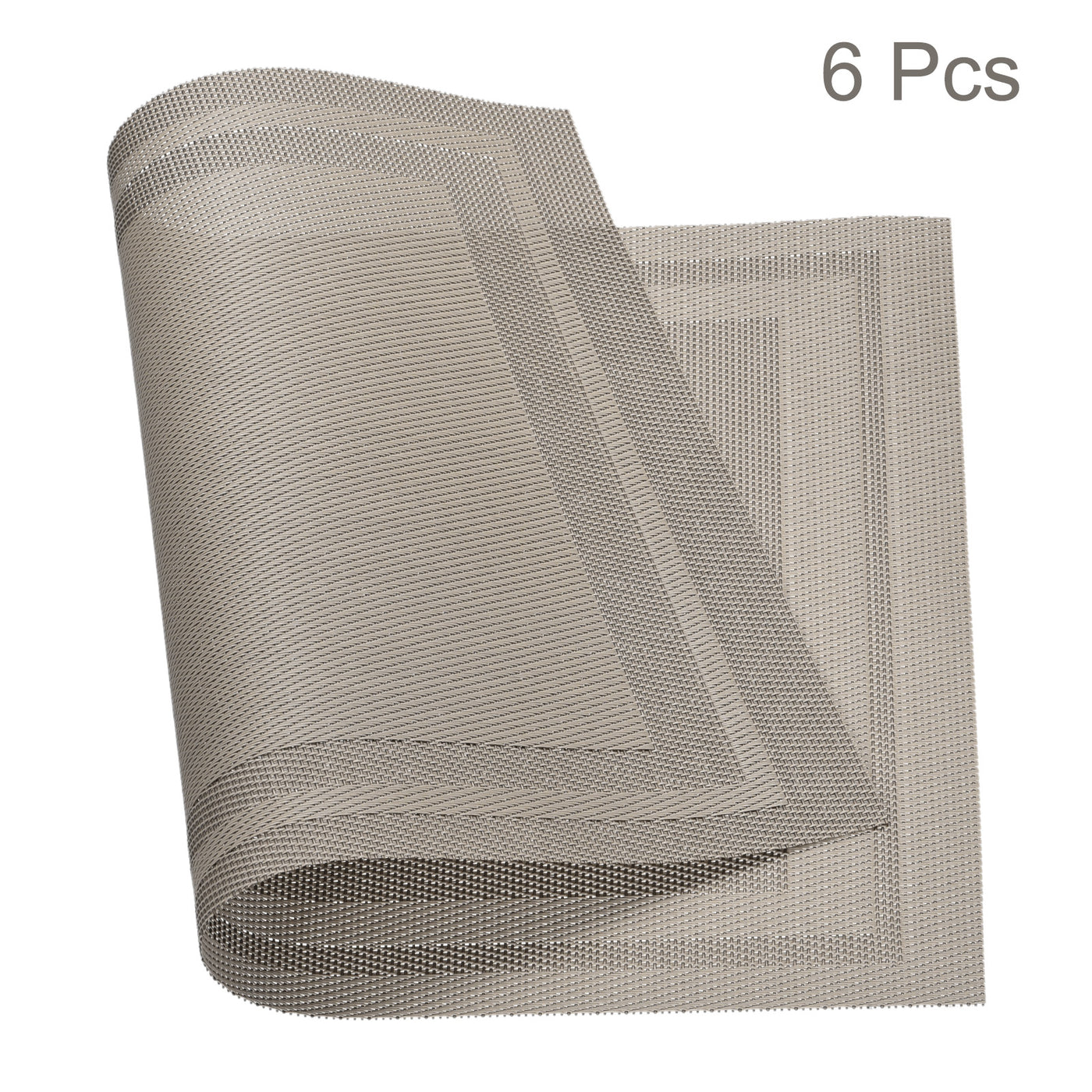 uxcell Uxcell Place Mats 450x300mm 6pcs PVC Table Washable Woven Placemat, Light Brown