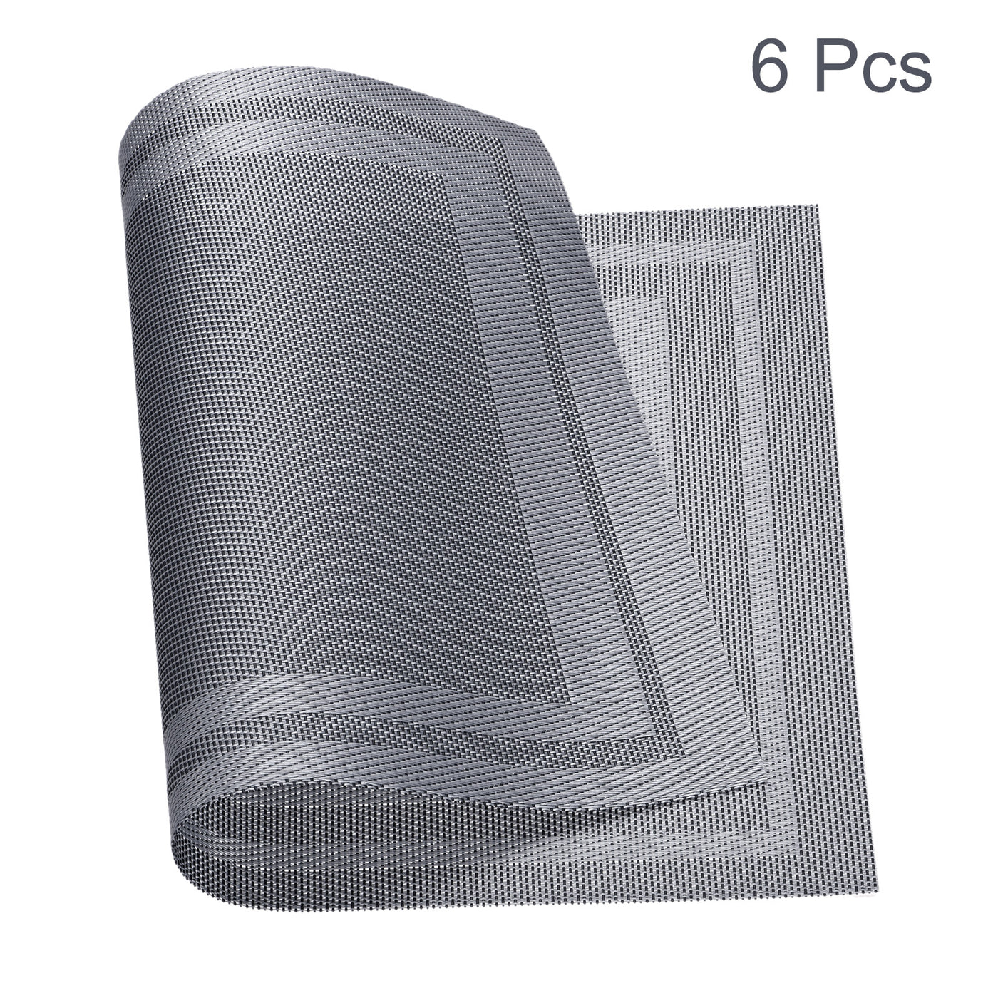 uxcell Uxcell Place Mats 450x300mm 6pcs PVC Table Washable Woven Placemat, Gray