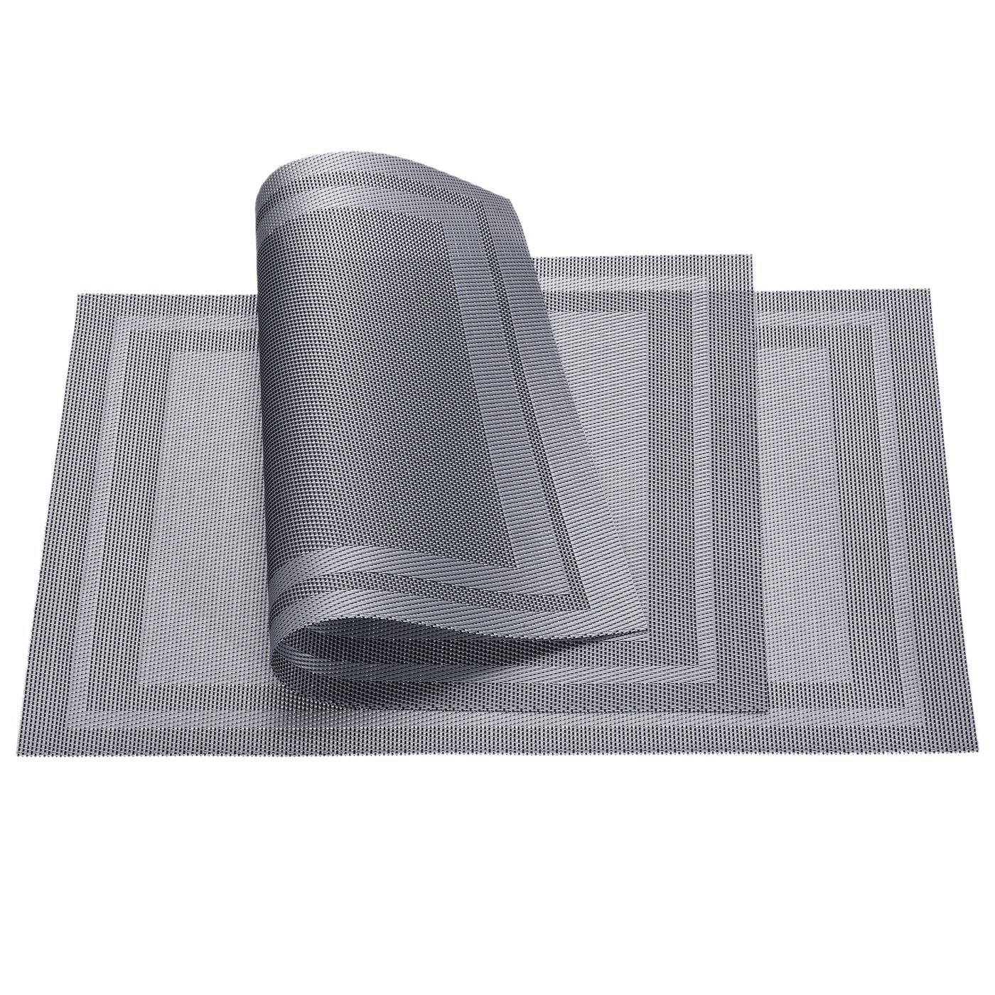 uxcell Uxcell Place Mats 450x300mm 6pcs PVC Table Washable Woven Placemat, Gray