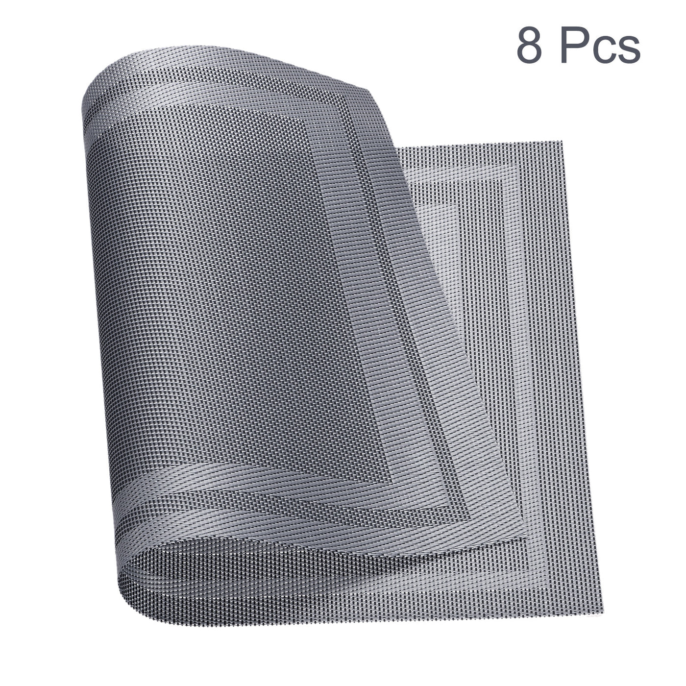 uxcell Uxcell Place Mats 450x300mm 8pcs PVC Table Washable Woven Placemat, Gray