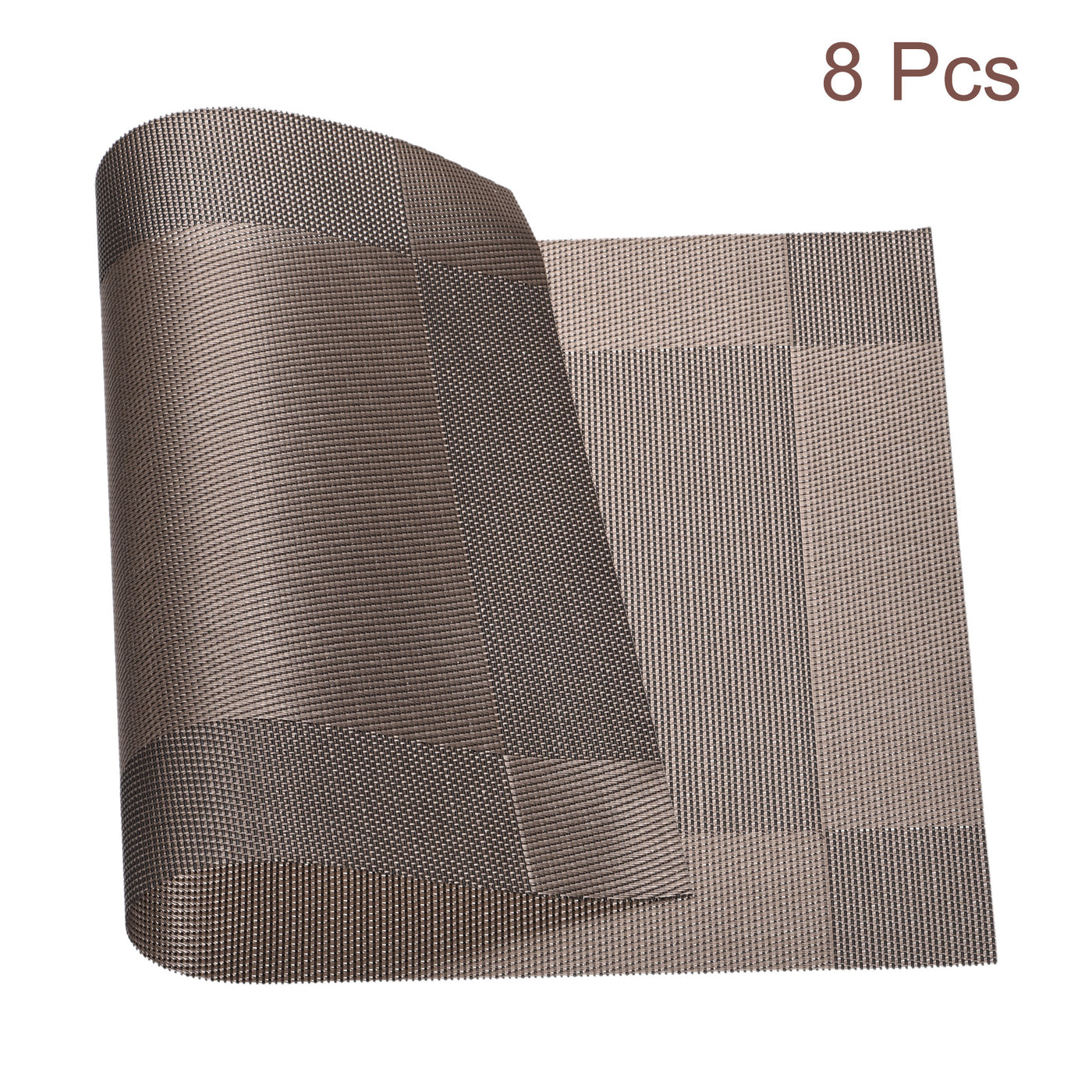 uxcell Uxcell Place Mats 450x300mm 8pcs PVC Table Washable Woven Placemat, Coffee