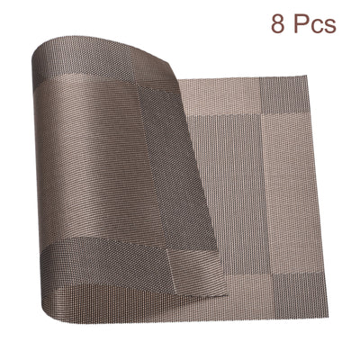 Harfington Uxcell Place Mats 450x300mm 8pcs PVC Table Washable Woven Placemat, Coffee