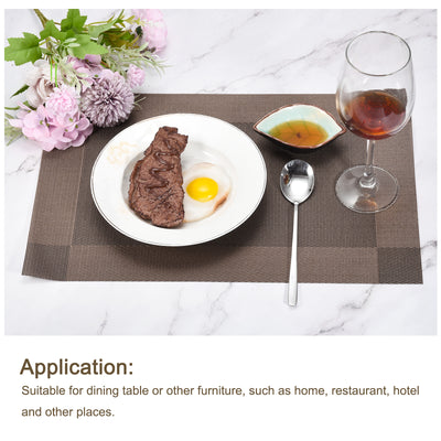 Harfington Uxcell Place Mats 450x300mm 2pcs PVC Table Washable Woven Placemat, Coffee