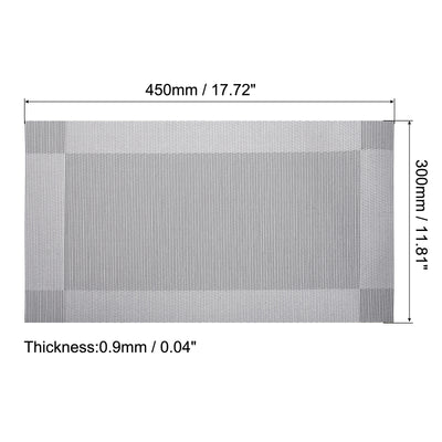 Harfington Uxcell Place Mats 450x300mm 4pcs PVC Table Washable Woven Placemat, Silver Gray
