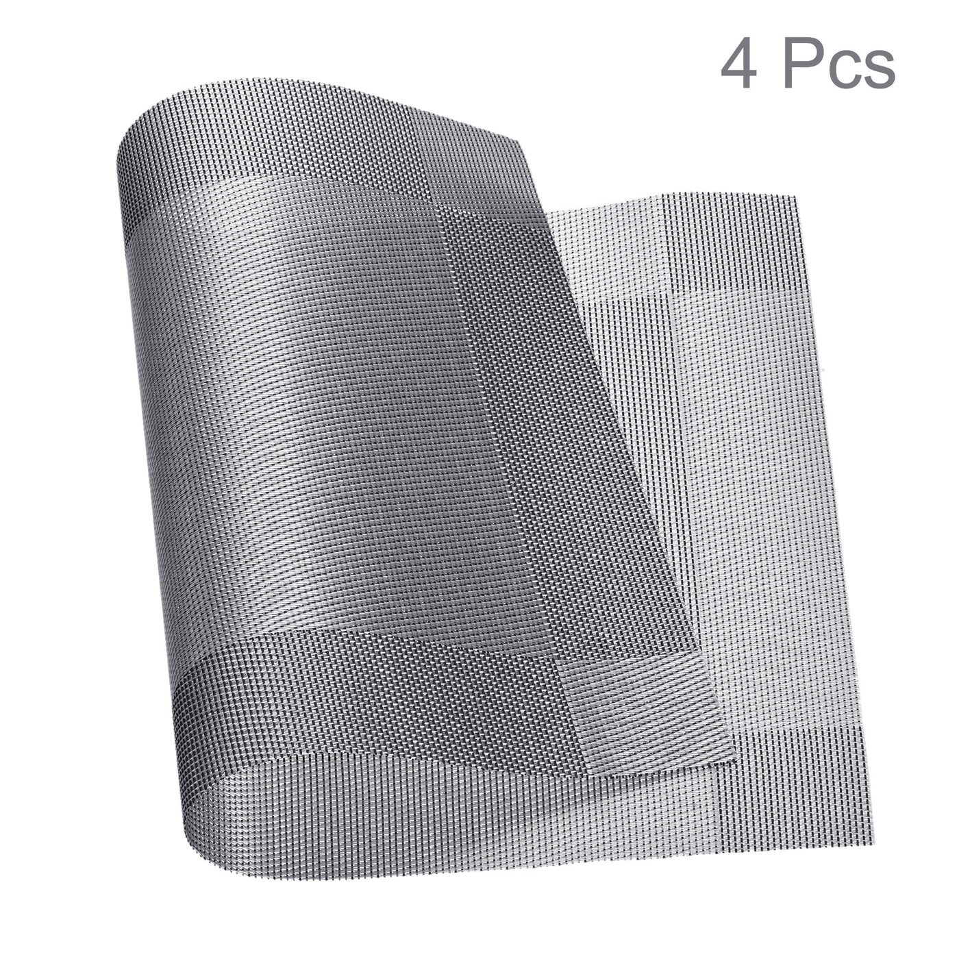 uxcell Uxcell Place Mats 450x300mm 4pcs PVC Table Washable Woven Placemat, Silver Gray