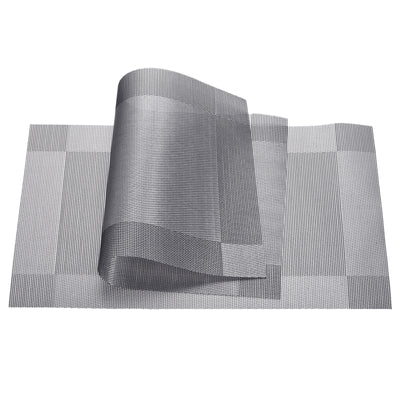Harfington Uxcell Place Mats 450x300mm 4pcs PVC Table Washable Woven Placemat, Silver Gray