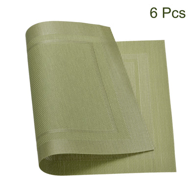 Harfington Uxcell Place Mats 450x300mm 6pcs PVC Table Washable Woven Placemat, Green