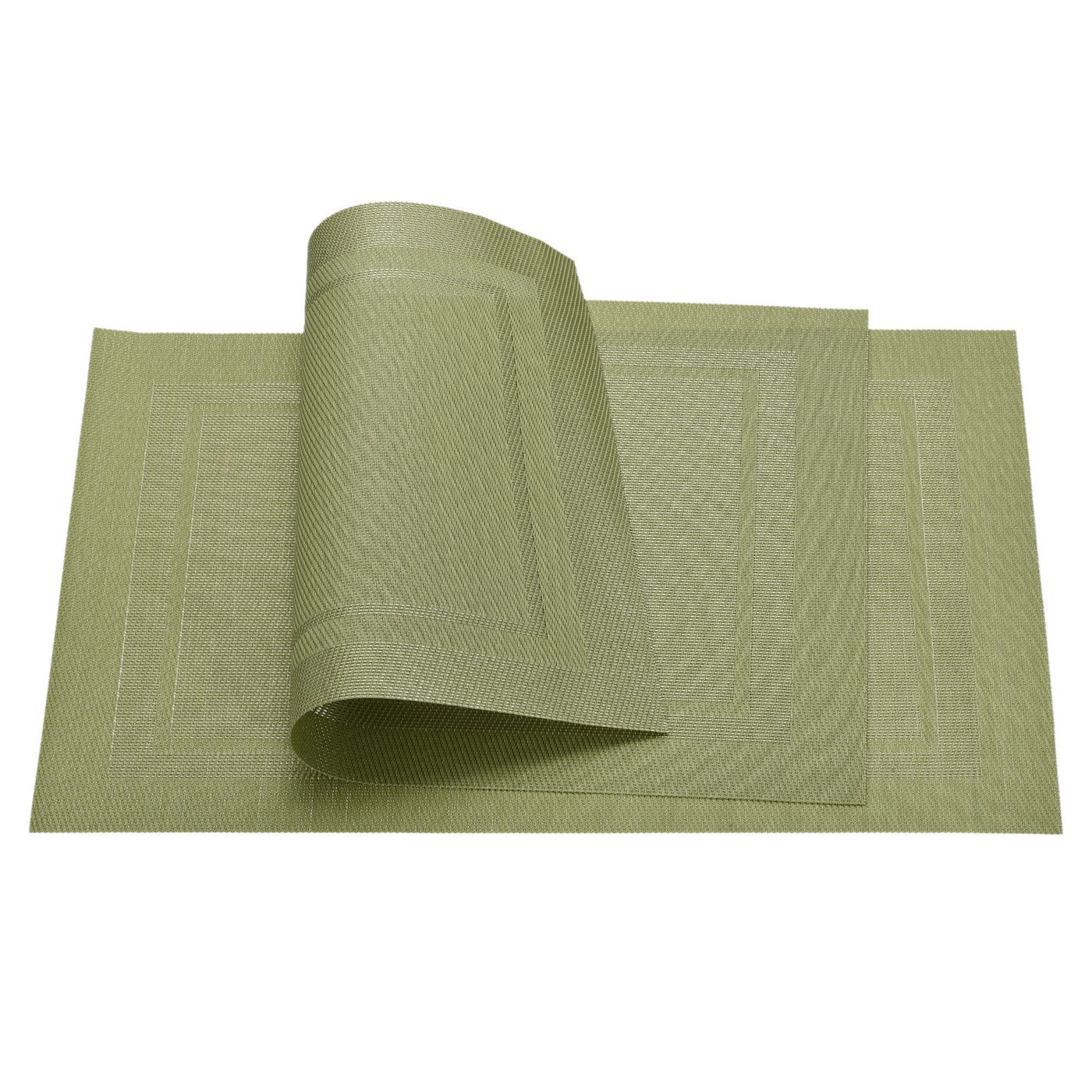 uxcell Uxcell Place Mats 450x300mm 6pcs PVC Table Washable Woven Placemat, Green