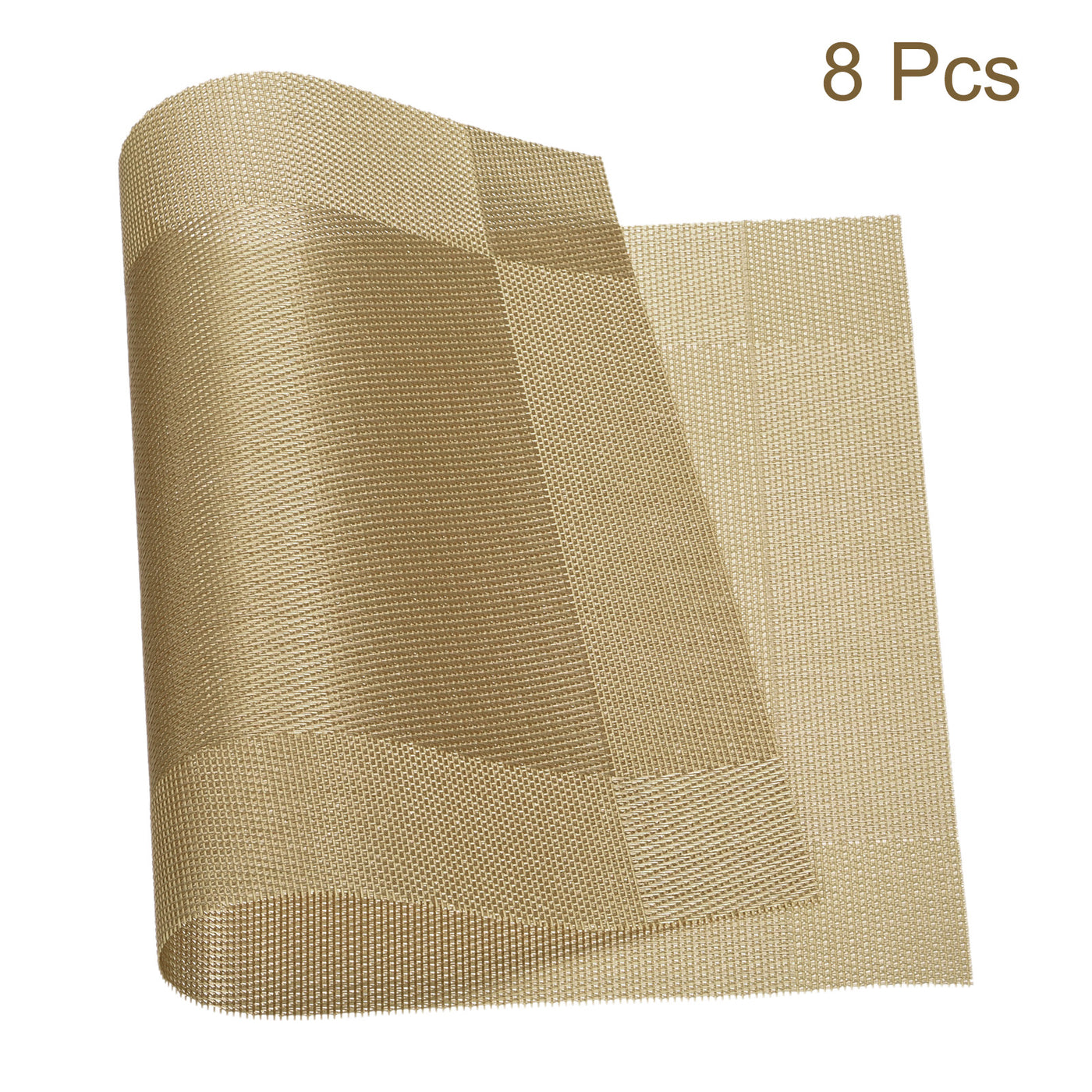 uxcell Uxcell Place Mats 450x300mm 8pcs PVC Table Washable Woven Placemat, Golden