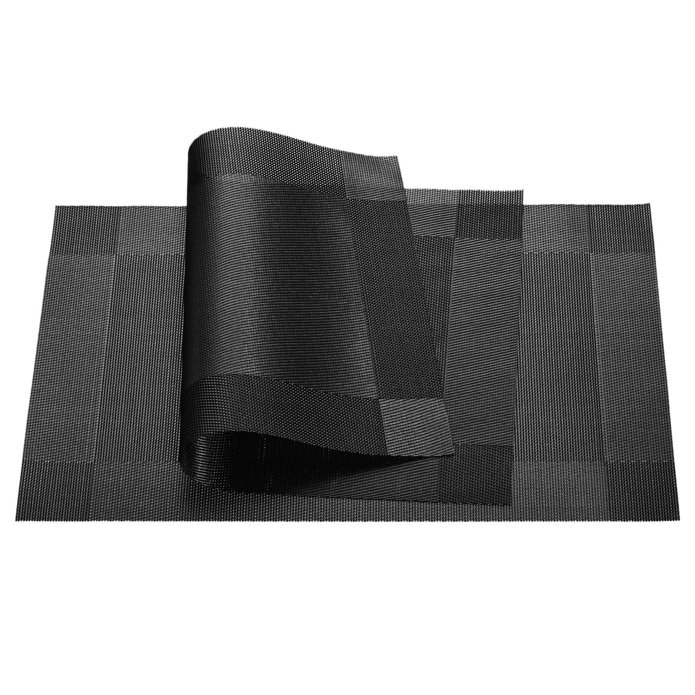 uxcell Uxcell Place Mats 450x300mm 6pcs PVC Table Washable Woven Placemat, Black Gray