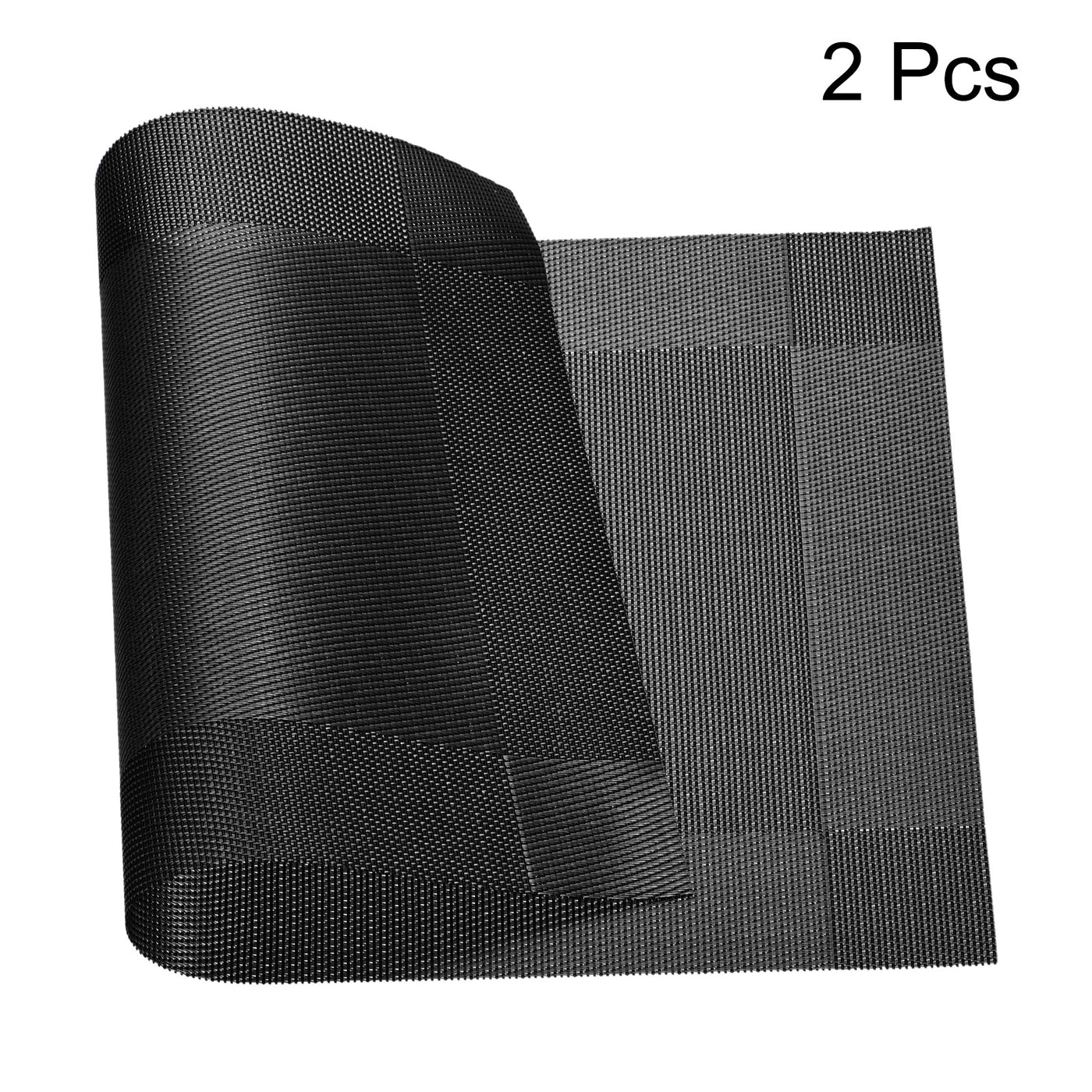 uxcell Uxcell Place Mats 450x300mm 2pcs PVC Table Washable Woven Placemat, Black Gray