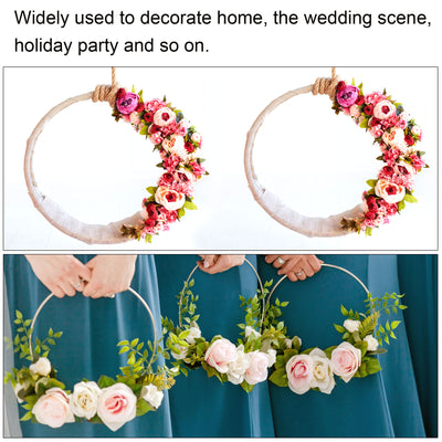 Harfington 6/8/10/12 Inch 4 Size Wooden Bamboo Floral Hoop, 12Pcs in 1 Set Craft Rings for DIY Wedding Wreath Decor Dream Catcher