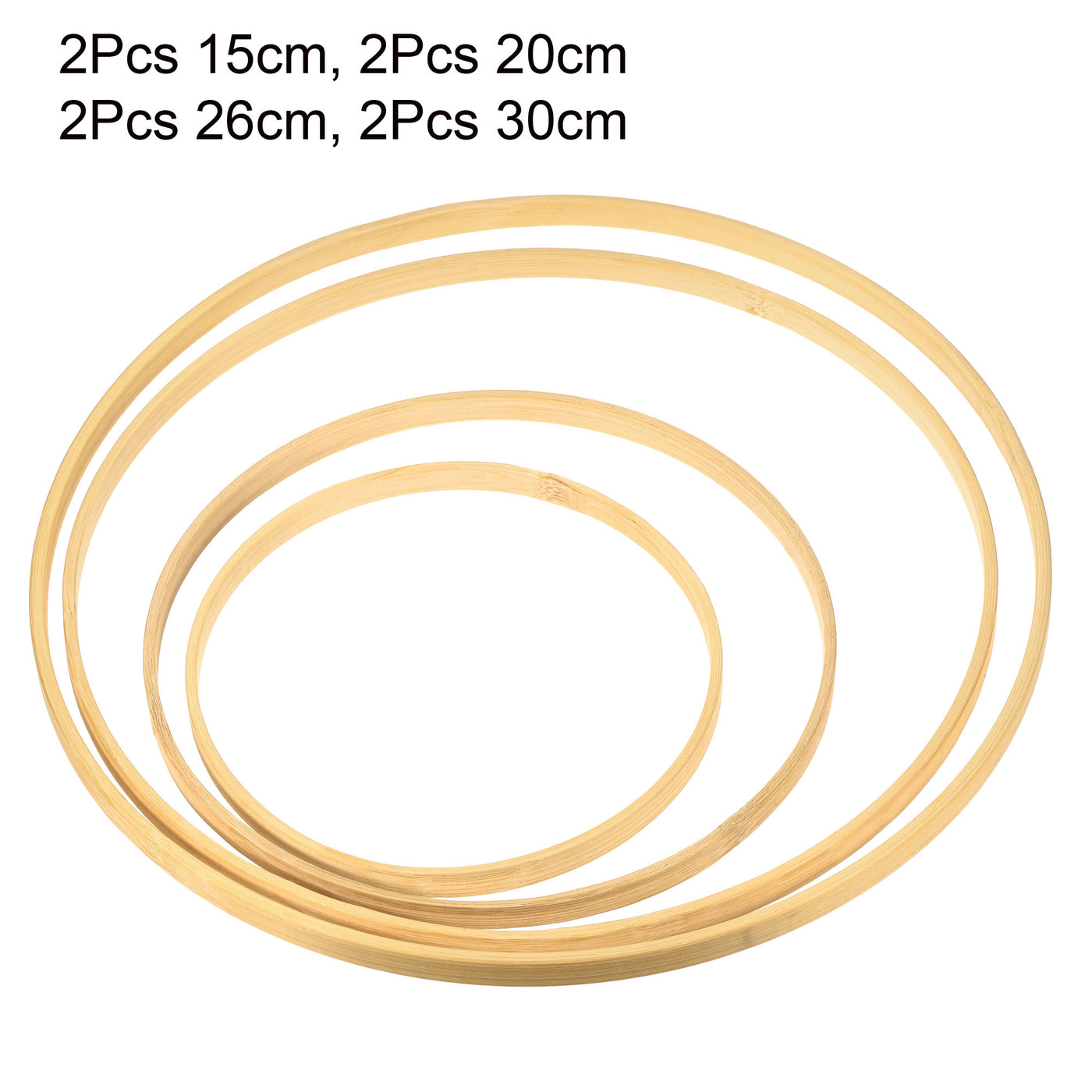 Harfington 6/8/10/12 Inch 4 Size Wooden Bamboo Floral Hoop, 8Pcs in 1 Set Craft Rings for DIY Wedding Wreath Decor Dream Catcher