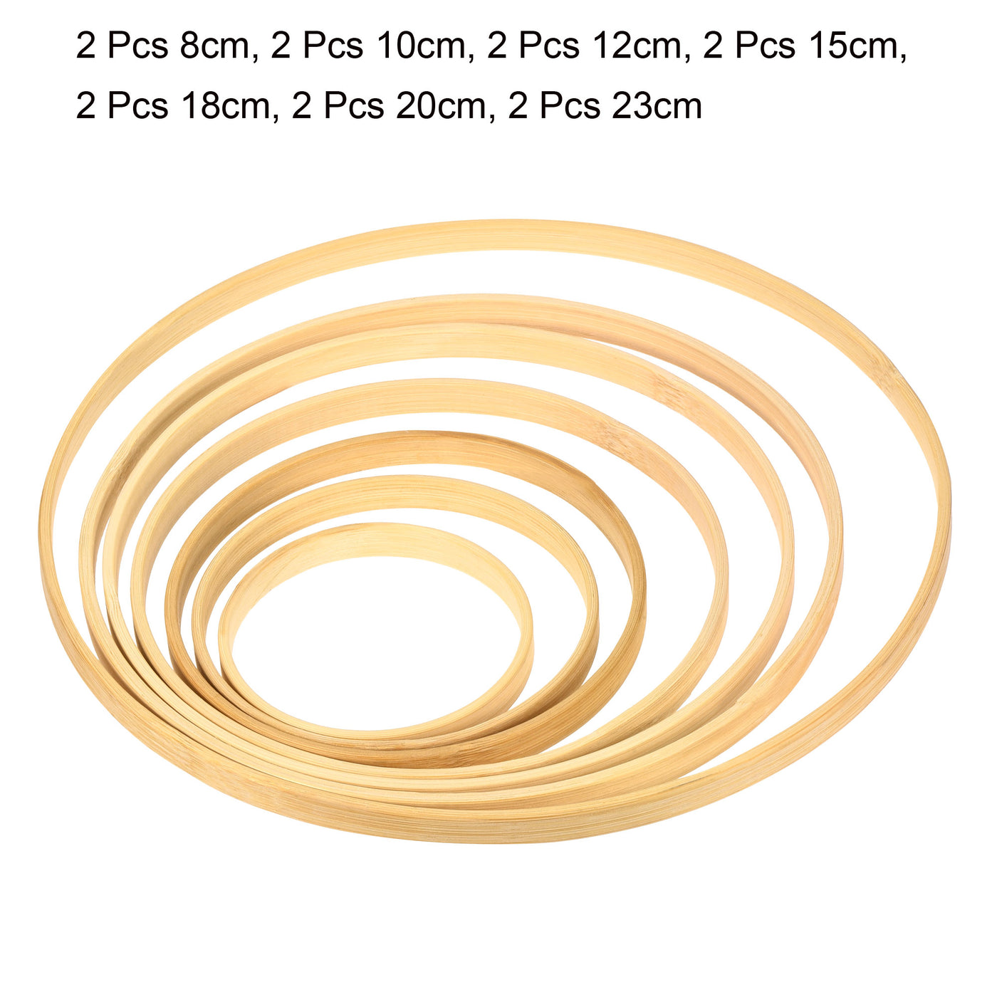 Harfington 3/4/5/6/7/8/9 Inch 7 Size Wooden Bamboo Floral Hoop, 14Pcs in 1 Set Craft Rings for DIY Wedding Wreath Decor Dream Catcher