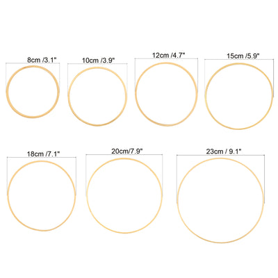 Harfington 3/4/5/6/7/8/9 Inch 7 Size Wooden Bamboo Floral Hoop, 7Pcs in 1 Set Craft Rings for DIY Wedding Wreath Decor Dream Catcher