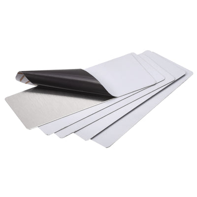 Harfington Uxcell Blank Metal Card 80x30x0.4mm 201 Stainless Steel Plate Brushed Silver Tone 10Pcs