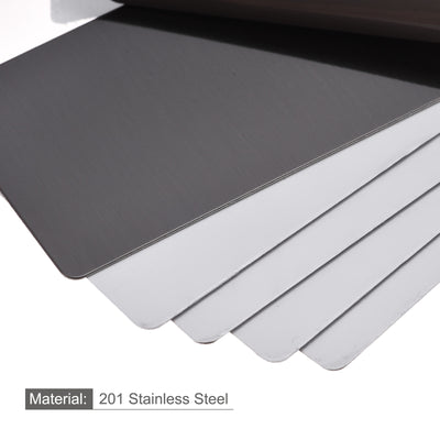 Harfington Uxcell Blank Metal Card 80x30x0.4mm 201 Stainless Steel Plate Brushed Dark Gray 15 Pcs