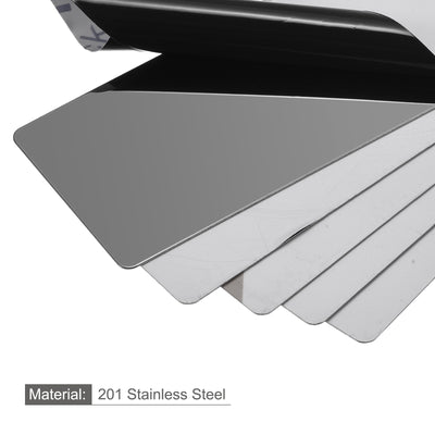 Harfington Uxcell Blank Metal Card 80x30x0.4mm 201 Stainless Steel Plate Polished Dark Gray 10 Pcs