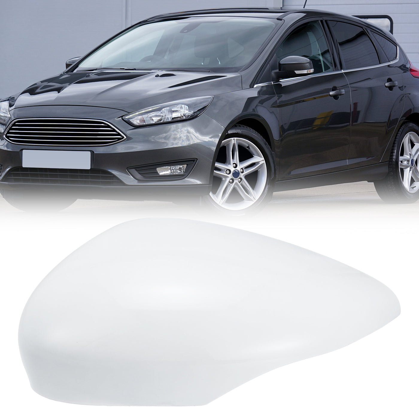 X AUTOHAUX White Left Side Car Side Door Wing Mirror Cover Rear View Mirror Cap for Ford Fiesta MK7 2008 2009 2010 2011 2012 2013 2014 2015 2016 2017