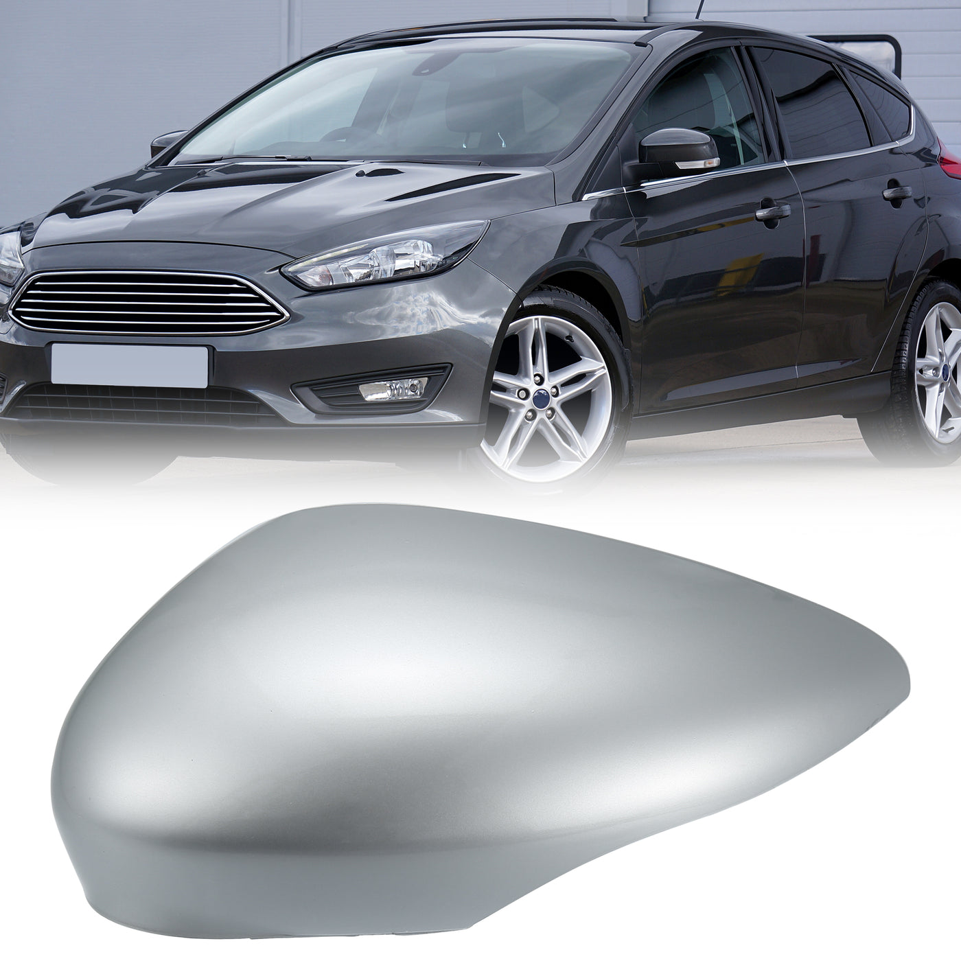 X AUTOHAUX Silver Tone Left Side Car Side Door Wing Mirror Cover Rear View Mirror Cap for Ford Fiesta MK7 2008 2009 2010 2011 2012 2013 2014 2015 2016 2017