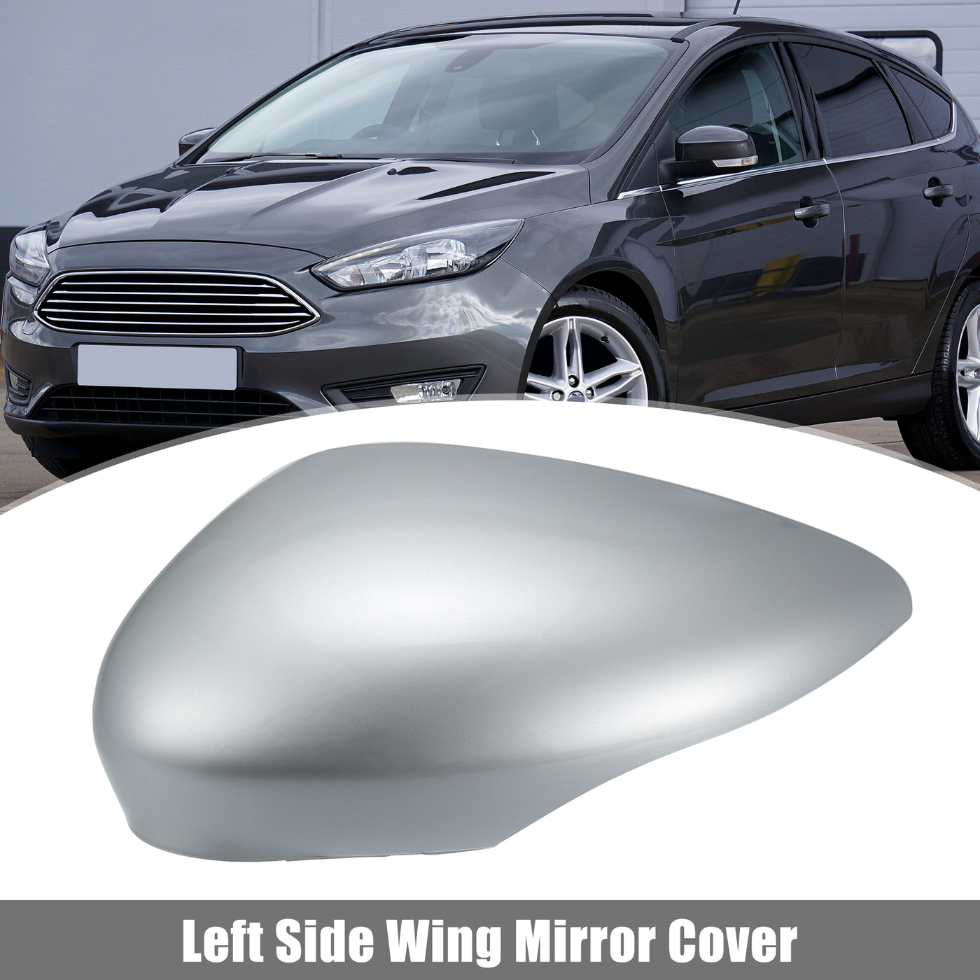X AUTOHAUX Silver Tone Left Side Car Side Door Wing Mirror Cover Rear View Mirror Cap for Ford Fiesta MK7 2008 2009 2010 2011 2012 2013 2014 2015 2016 2017