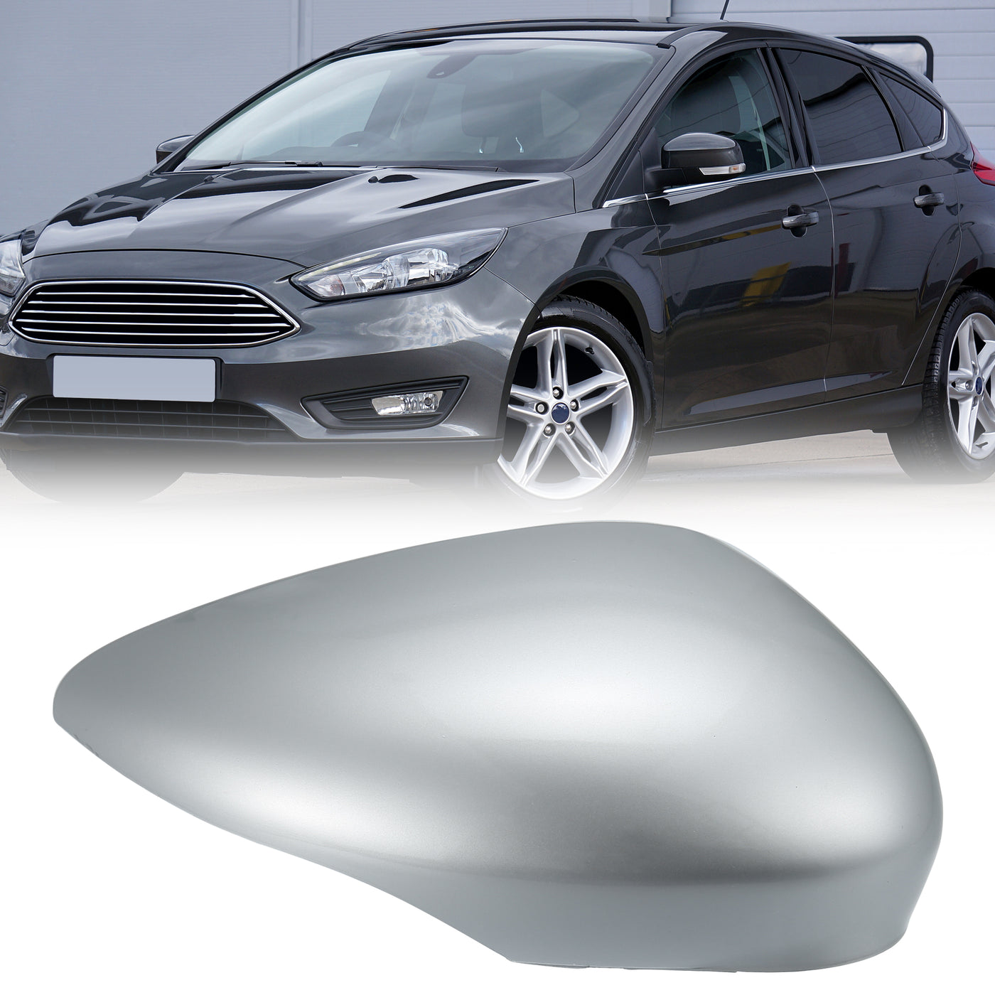 X AUTOHAUX Silver Tone Right Side Car Side Door Wing Mirror Cover Rear View Mirror Cap for Ford Fiesta MK7 2008 2009 2010 2011 2012 2013 2014 2015 2016 2017