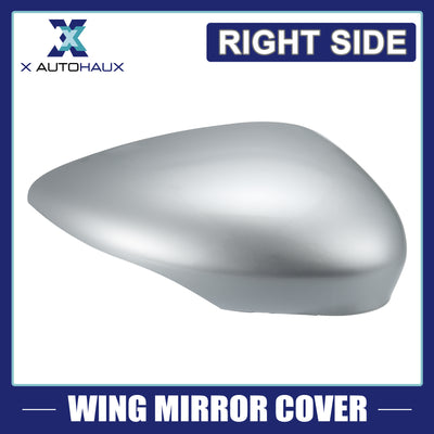 Harfington Silver Tone Right Side Car Side Door Wing Mirror Cover Rear View Mirror Cap for Ford Fiesta MK7 2008 2009 2010 2011 2012 2013 2014 2015 2016 2017