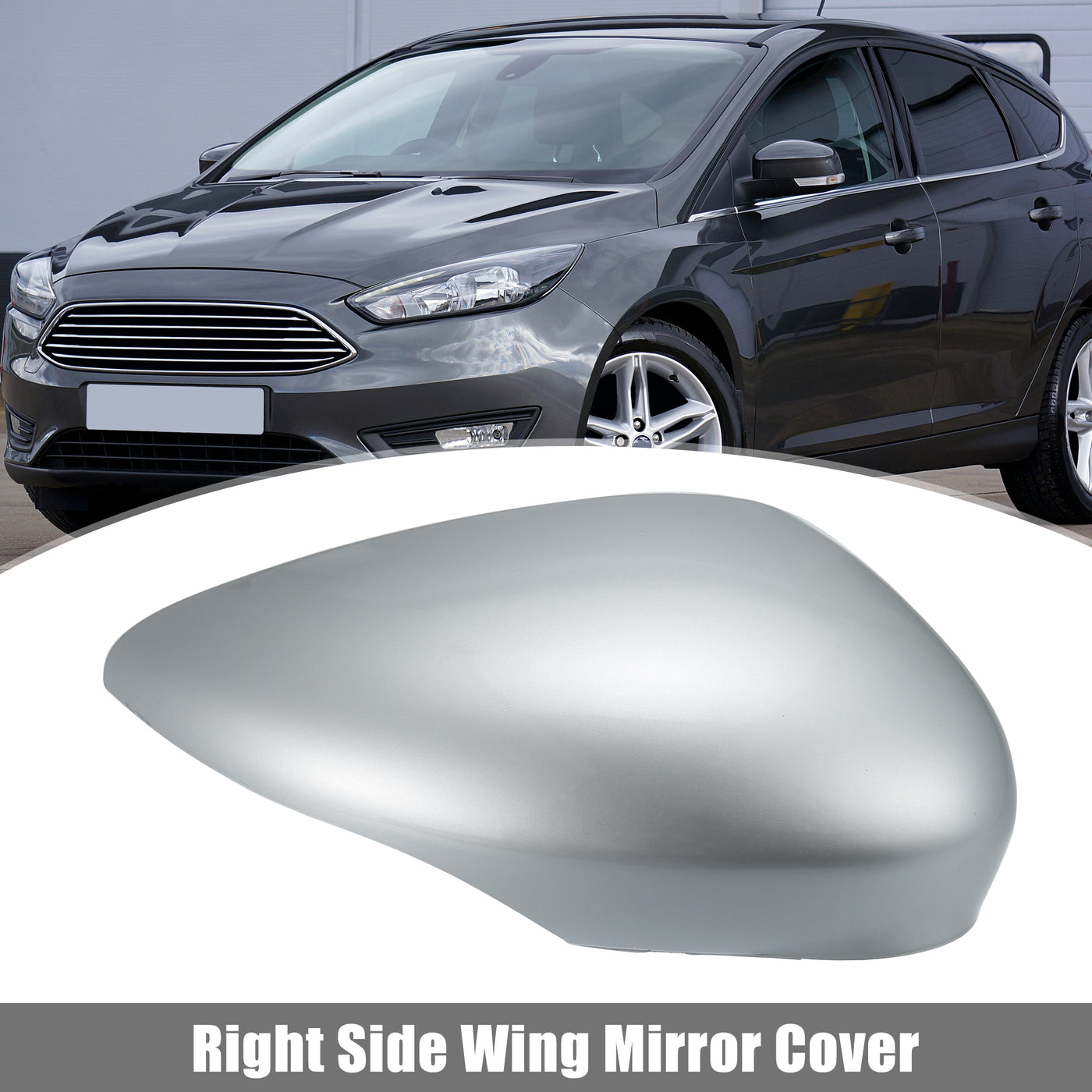 X AUTOHAUX Silver Tone Right Side Car Side Door Wing Mirror Cover Rear View Mirror Cap for Ford Fiesta MK7 2008 2009 2010 2011 2012 2013 2014 2015 2016 2017