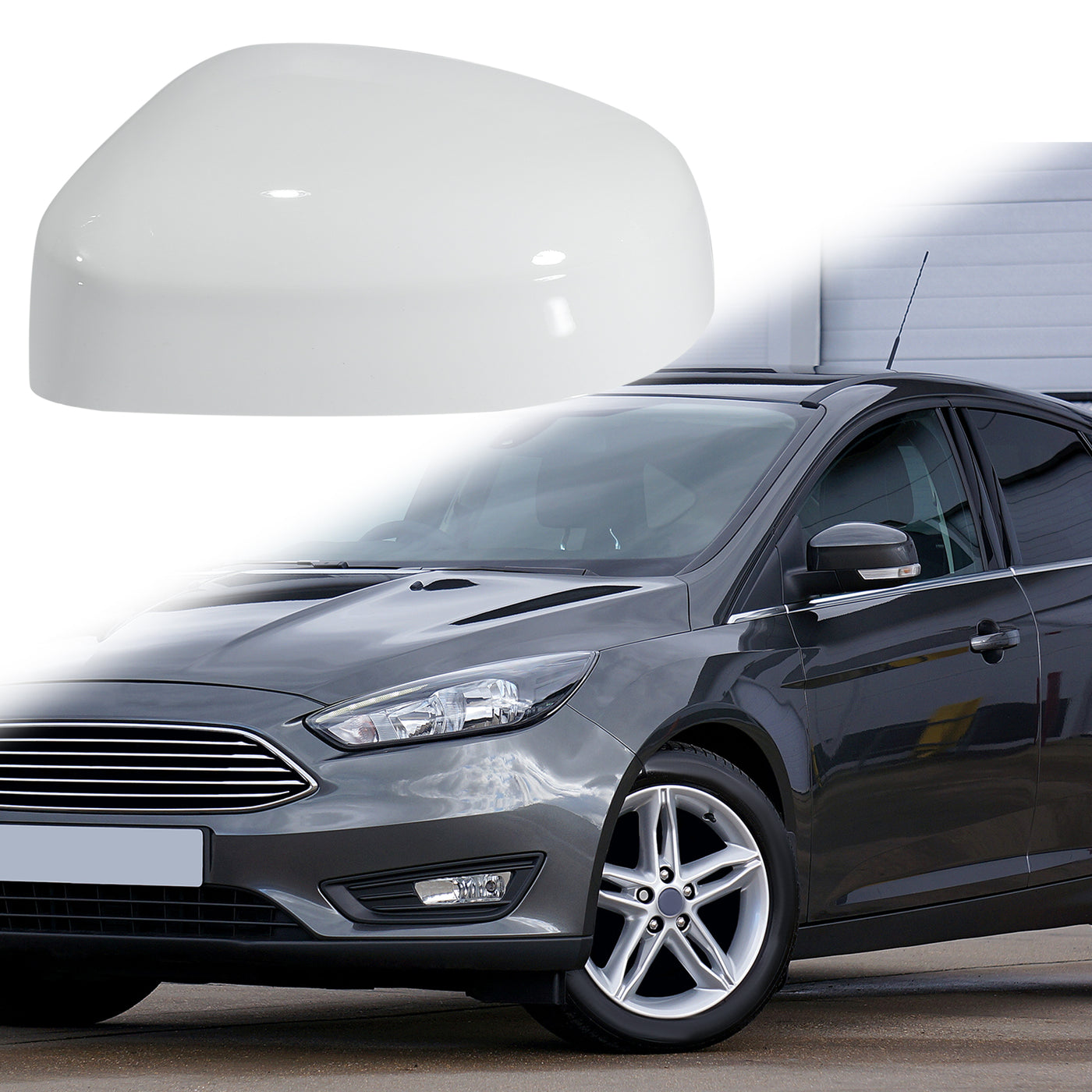 X AUTOHAUX White Left Side Car Side Door Wing Mirror Cover Rear View Mirror Cap for Ford Focus MK2 Facelift 2008-2011 for Ford Focus MK3 2012-2017