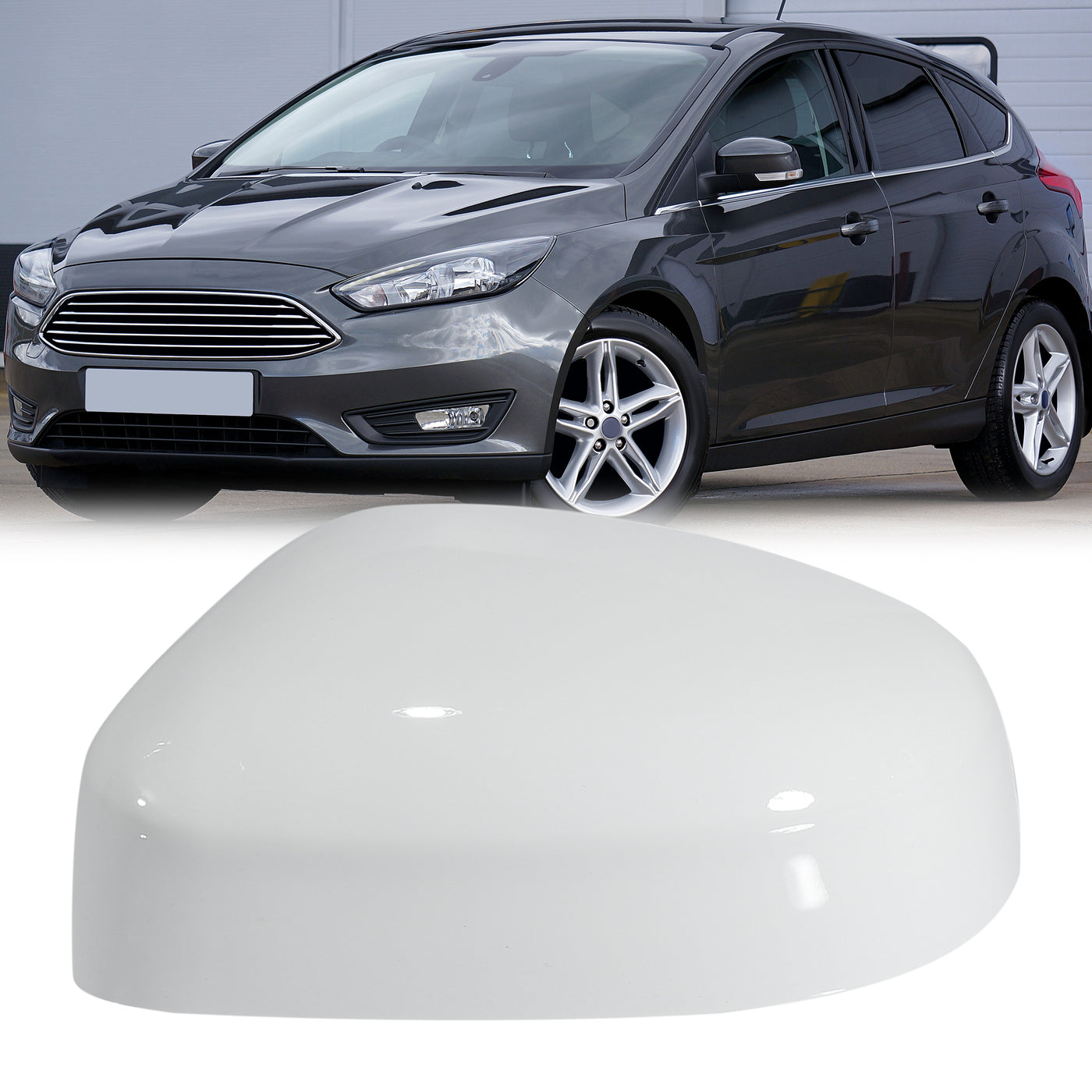 X AUTOHAUX White Left Side Car Side Door Wing Mirror Cover Rear View Mirror Cap for Ford Focus MK2 Facelift 2008-2011 for Ford Focus MK3 2012-2017
