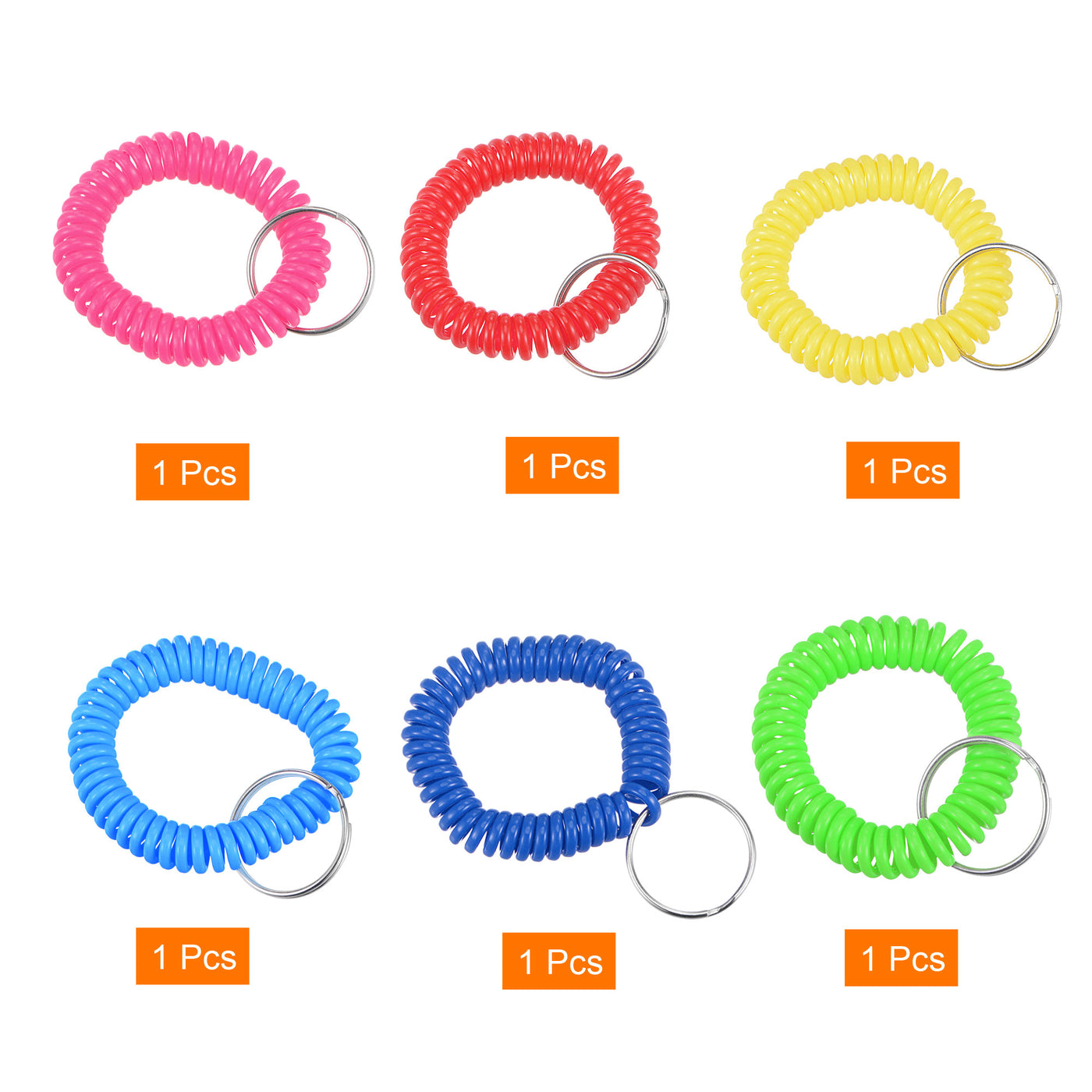 Harfington 22mm Spiral Keychain, 6 Pack Plastic Wrist Coil Keyring Wristband Stretchable Key Holder Lanyard for Sports Outdoor