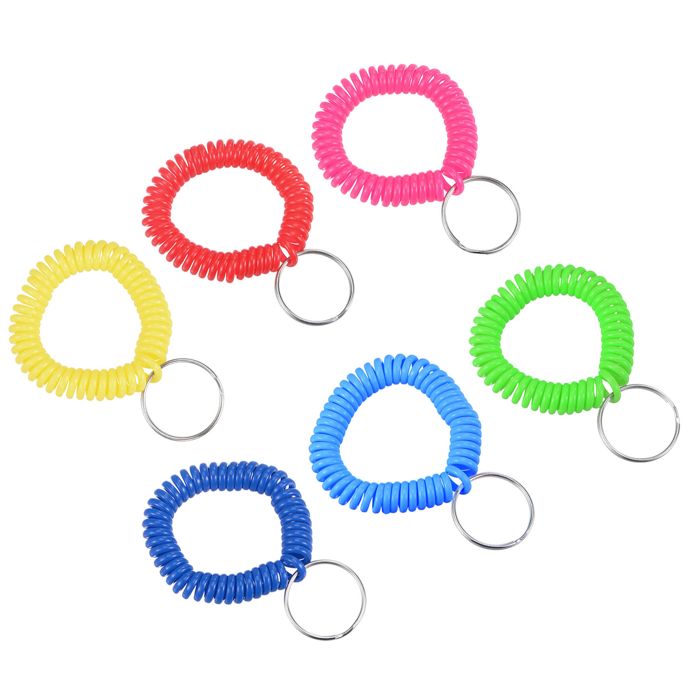 Harfington 22mm Spiral Keychain, 6 Pack Plastic Wrist Coil Keyring Wristband Stretchable Key Holder Lanyard for Sports Outdoor