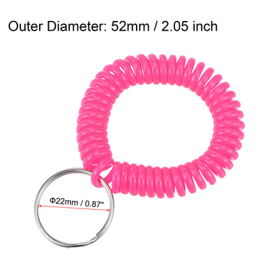 Harfington Spiral Keychain, 5 Pack Plastic Wrist Coil Keyring Wristband Key Holder Lanyard for Sports Outdoor(Yellow, Blue, Rose Red, Green, Dark Blue)