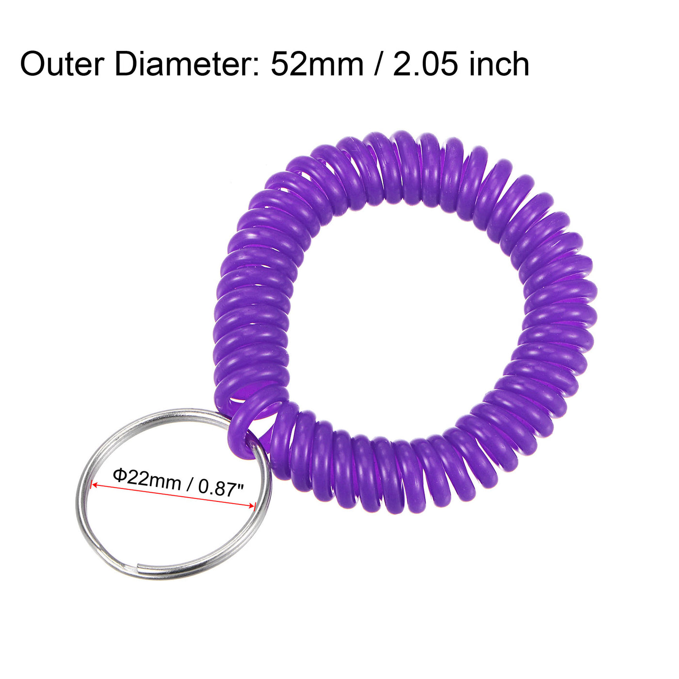 Harfington 22mm Spiral Keychain, 7 Pack Plastic Wrist Coil Wristband Stretchable Key Holder Lanyard for Sports Outdoor