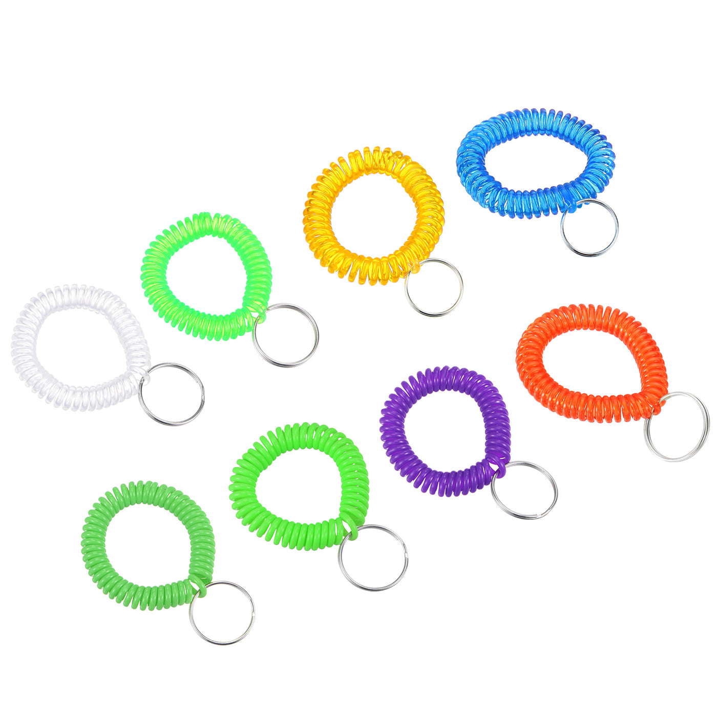 Harfington Spiral Keychain, 8 Pack Plastic Wrist Coil Keyring Wristband Stretchable Key Holder Lanyard for Sports Outdoor, 8 Colors