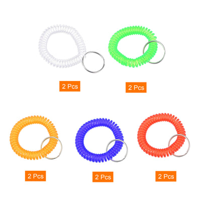 Harfington 22mm Spiral Keychain, 10 Pack Plastic Wrist Coil Keyring Wristband Stretchable Key Holder Lanyard for Sports Outdoor