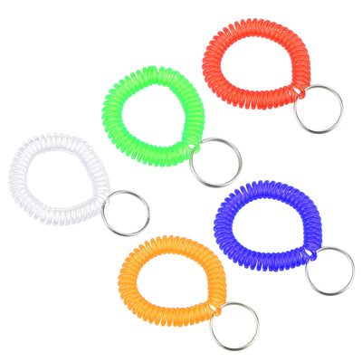 Harfington 22mm Spiral Keychain, 10 Pack Plastic Wrist Coil Keyring Wristband Stretchable Key Holder Lanyard for Sports Outdoor