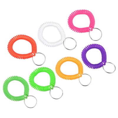 Harfington Spiral Keychain, 14 Pack Plastic Wrist Coil Keyring Wristband Stretchable Key Holder Lanyard for Sports Outdoor
