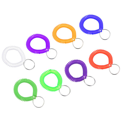 Harfington 22mm Spiral Keychain, 16 Pack Plastic Wrist Coil Keyring Wristband Stretchable Key Holder Lanyard for Sports Outdoor